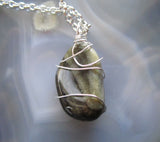 Golden Sheen Obsidian Wire Wrapped Natural Crystal Pendant Necklace