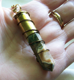 Rainforest Jasper Wire Wrapped Bullet Jewelry Pendant