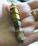 Rainforest Jasper Wire Wrapped Bullet Jewelry Pendant