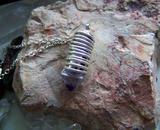 Banded Fluorite Octahedron Silver Bullet Pendant