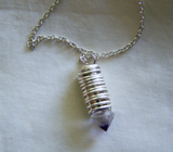Banded Fluorite Octahedron Silver Bullet Pendant