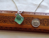 Green Fluorite Natural Crystal Octahedron Pendant Necklace