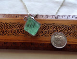 Green Fluorite Natural Crystal Octahedron Pendant Necklace