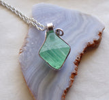 Green Fluorite Natural Crystal Octahedron Pendant Necklace