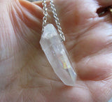 Opal Aura Lemurian Quartz Crystal Point Pendant Necklace