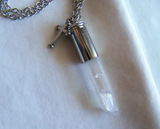 Opal Aura Quartz Crystal Silver Cross Bullet Jewelry Pendant
