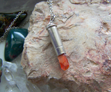 Orange Fire Opal Silver Bullet Pendant Necklace