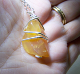 Natural Polished Orange Fire Opal Gemstone Pendant Necklace