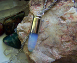 Opalite Iridescent Crystal Silver Bullet Jewelry Pendant Necklace