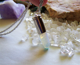 Opalite Iridescent Crystal Silver Bullet Jewelry Pendant Necklace