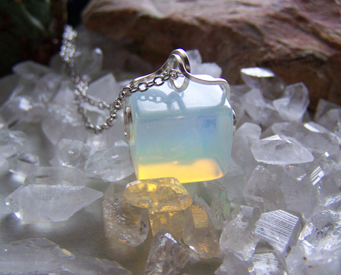 Crystal cube necklace on sale
