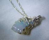 Natural Raw Welo Opal Gemstone Wire Wrapped Crystal Pendant