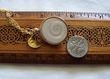 Evil Eye Natural Operculum Seashell Pendant Necklace