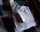 Blue Fluorite Peace Symbol Silver Bullet Jewelry Pendant