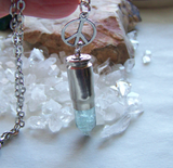 Blue Fluorite Peace Symbol Silver Bullet Jewelry Pendant