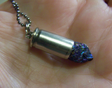 Iridescent Peacock Stone Bullet Jewelry Pendant