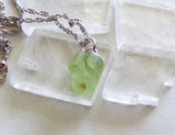 Green Peridot Natural Gemstone Crystal Point Necklace Pendant