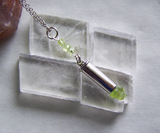 Green Peridot Gemstone Silver Bullet Jewelry Pendant Necklace