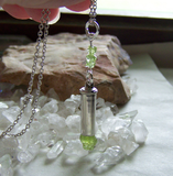 Green Peridot Gemstone Silver Bullet Jewelry Pendant Necklace