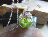 Peridot Gemstones Natural Crystal Ball Pendant Necklace