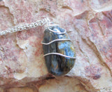 Natural Pietersite Blue and Gold Tempest Stone Pendant Necklace
