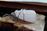 Pink Calcite Natural Gemstone Crystal Wire Wrapped Pendant Necklace