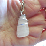 Pink Calcite Natural Gemstone Crystal Wire Wrapped Pendant Necklace