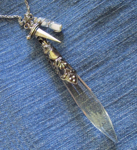 Time Sword Vintage Crystal Prism Pendant Necklace