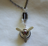 Vintage Silver Propeller Steampunk Jewelry Pendant Necklace