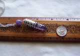 Purple Banded Fluorite Wire Wrapped Silver Bullet Pendant