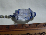 Quartz Point with Blue and Purple Fluorite Wire Wrapped Crystal Pendant