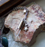 Natural Quartz Silver Stars Bullet Jewelry Pendant Necklace