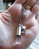 Natural Quartz Silver Stars Bullet Jewelry Pendant Necklace