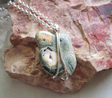 Rainforest Jasper Natural Green Stone Wire Wrapped Necklace