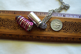 Ruby Red Glass Silver Bullet Capsule Pendant