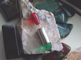 Red and Green Christmas Light Silver Bullet Pendant Necklace