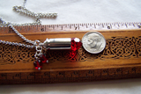 Red Crystal Hearts Silver Bullet Jewelry Pendant