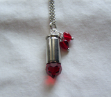 Red Crystal Hearts Silver Bullet Jewelry Pendant