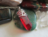 Ruby Red Mystic Quartz Crystal Wire Wrapped Pendant Necklace
