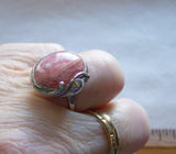 Natural Rhodochrosite Gemstone Sterling Silver Vintage Ring