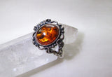Vintage Gold Baltic Amber 925 Sterling Silver Ring Size 6