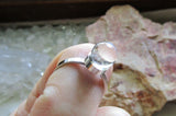 Crystal Ball Natural Tiny Quartz Sphere Silver Ring