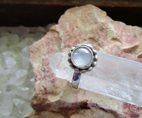 Cat's Eye Moonstone Natural Gemstone Sterling Silver Ring Size 6