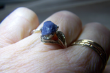 Sterling Silver Raw Blue Sapphire Gemstone Ring Sz 7