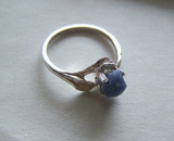 Sterling Silver Raw Blue Sapphire Gemstone Ring Sz 7