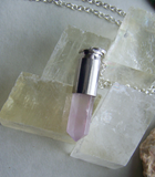 Rose Quartz Crystal Silver Bullet Jewelry Pendant