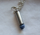 Blue Sapphire Raw Gemstone Silver Bullet Jewelry Pendant