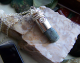 Natural Raw Sapphire Wire Wrapped Silver Bullet Pendant