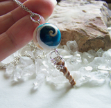 Natural Seashell Spiral Beads Pendant Necklace