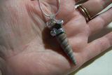 Silver Wire Wrapped Natural Seashell and Moonstone Pendant